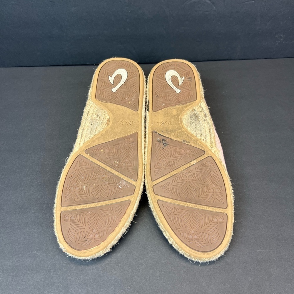Olukai Pink Rose Sea Salt Kaula Pa’a Kapa Linen Espadrille Drop In Shoe Size 8 - Picture 5 of 9